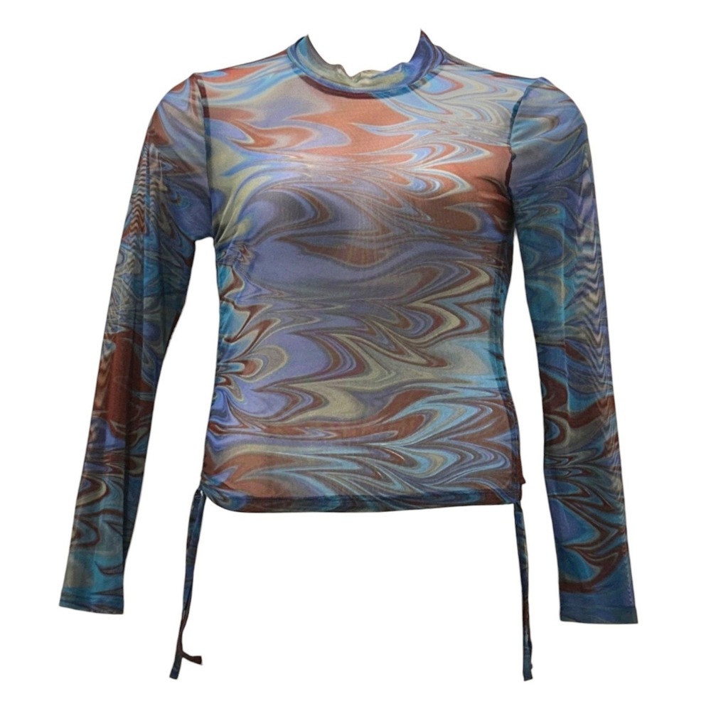 Vintage Forever‎ 21 Sheer Top Blue XL
